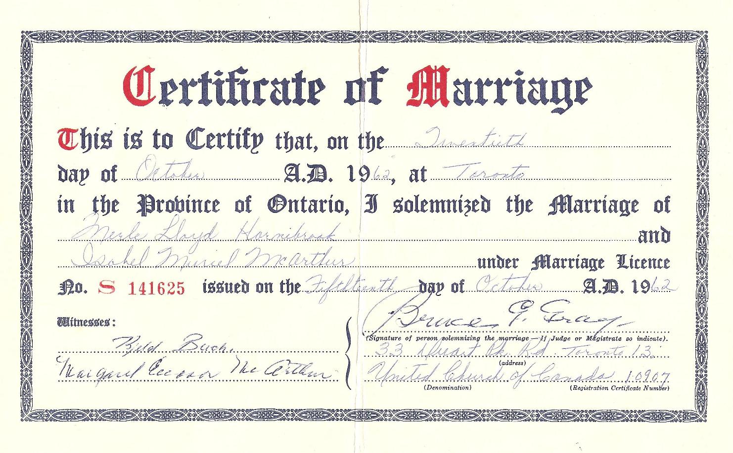 marriage cert - Isabel McArthur + Merle Hornibrook 1962.jpg