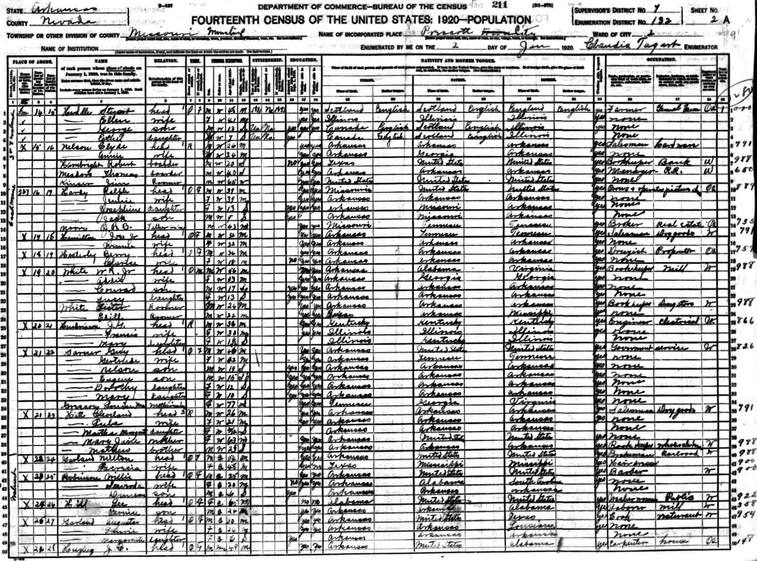 census - us1920 - stuart heddle family in arkansas.jpg