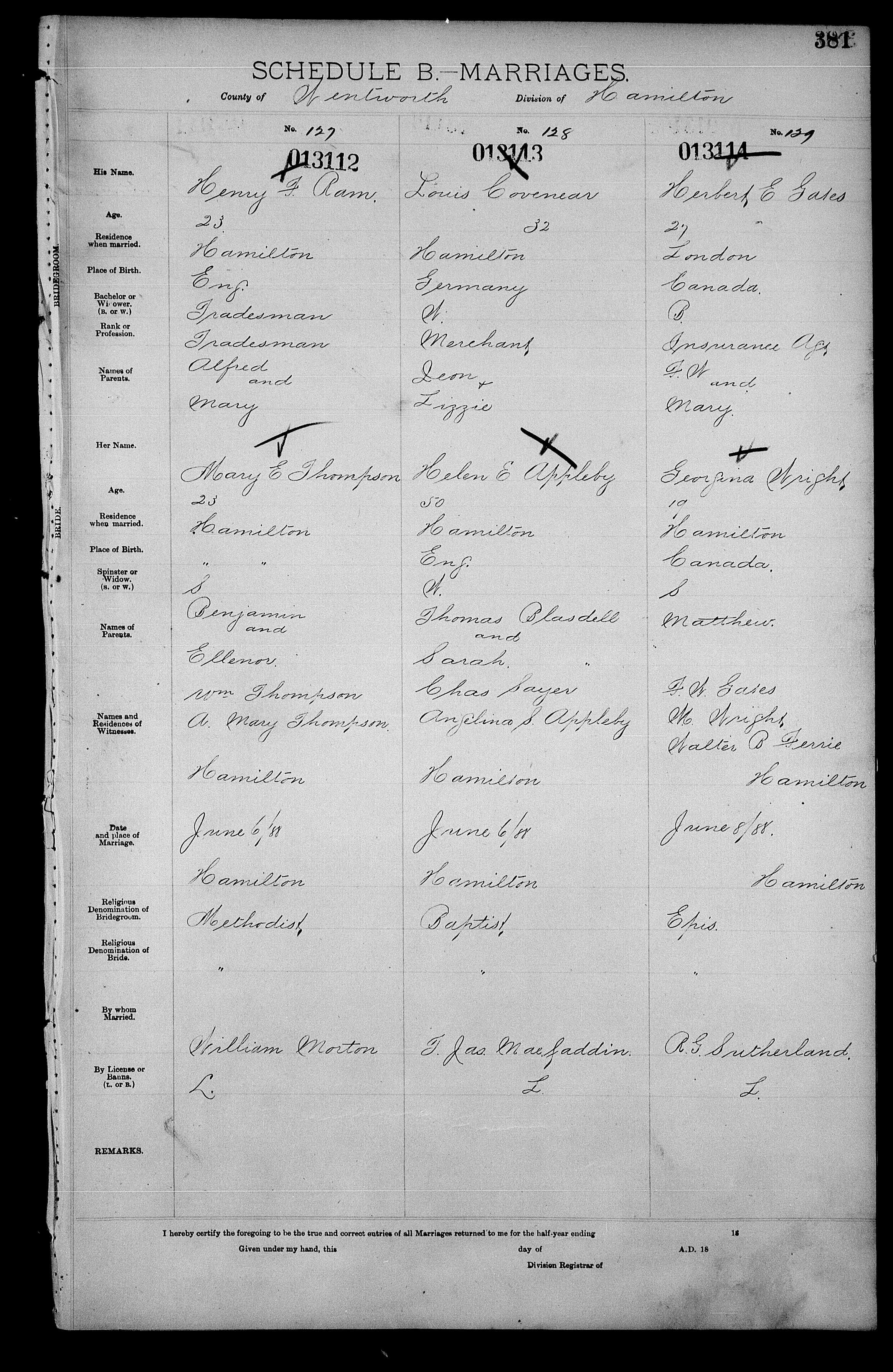 marriage record - herbert gates + georgina wright 1888.jpg