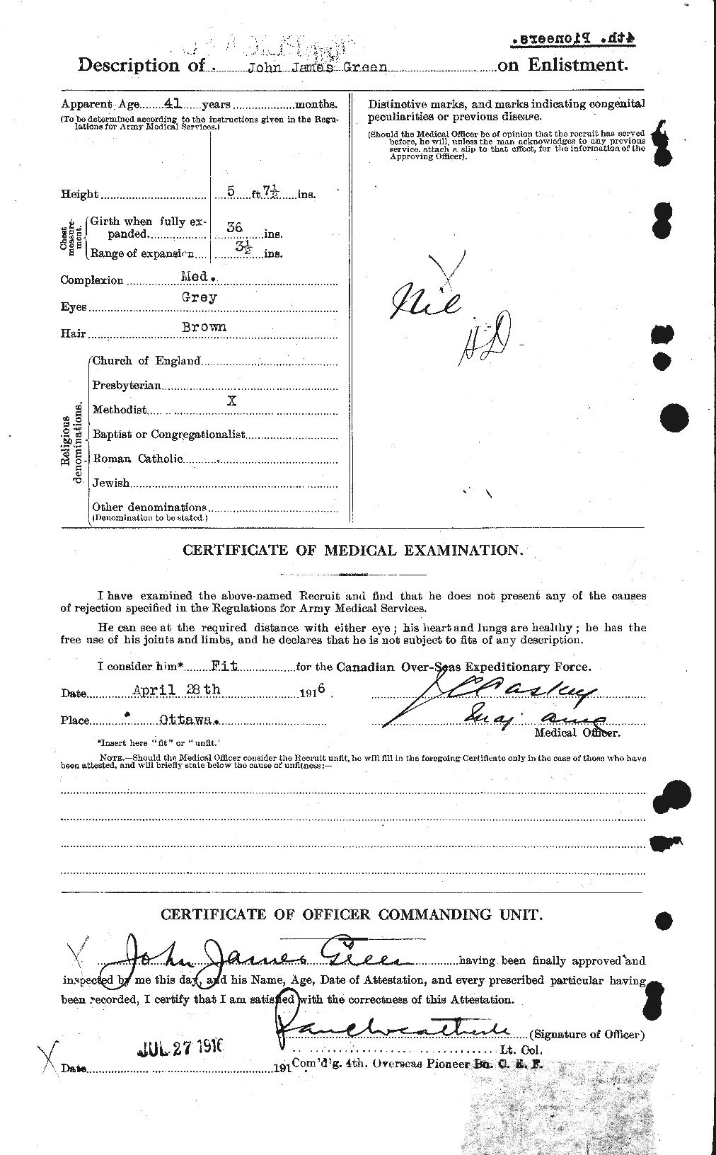 military record - john james green 1916 b.gif